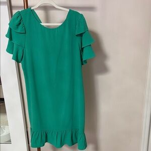 Green Ruffle Sleeve Dress